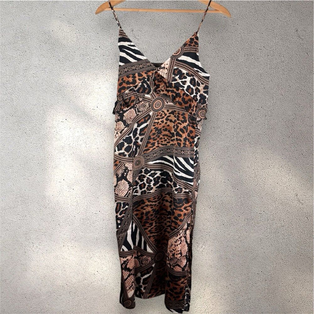 One Teaspoon Anthropologie Rendezvous Slip Dress In Bronze‎ Animal Print XS NWT